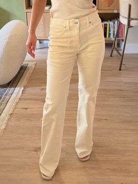 Veronica Beard Carson Corduroy Kick-Flare Jeans | Size 26 | Cream